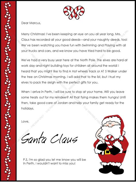 free letters from santa after christmas